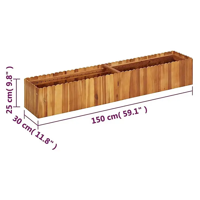 Furnicato Hochbeet - 150 x 30 x 25 cm, Holz, Braun - Holz-Pflanzkasten mit Maßen 150x30x25 cm.