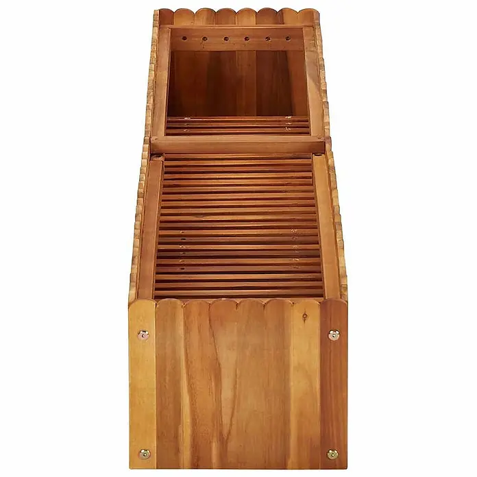 Furnicato Hochbeet - 150 x 30 x 25 cm, Holz, Braun - Hölzerner Gartenkübel mit Lattenboden und dekorativem Wellenrand.