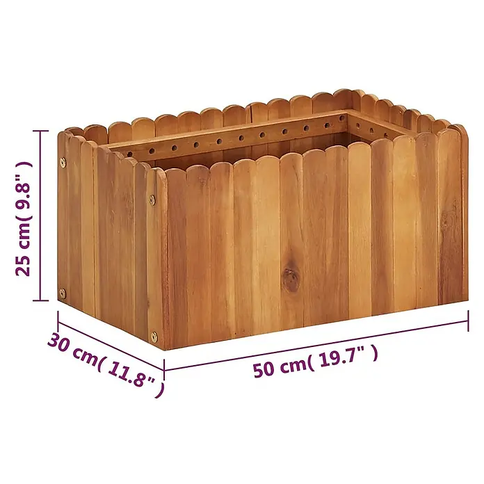 Furnicato Hochbeet - 50 x 30 x 25 cm, Holz, Braun - Rechteckiger Pflanzkasten aus braunem Holz mit Lattenseiten und gewellter Oberkante, 50x30x25 cm.