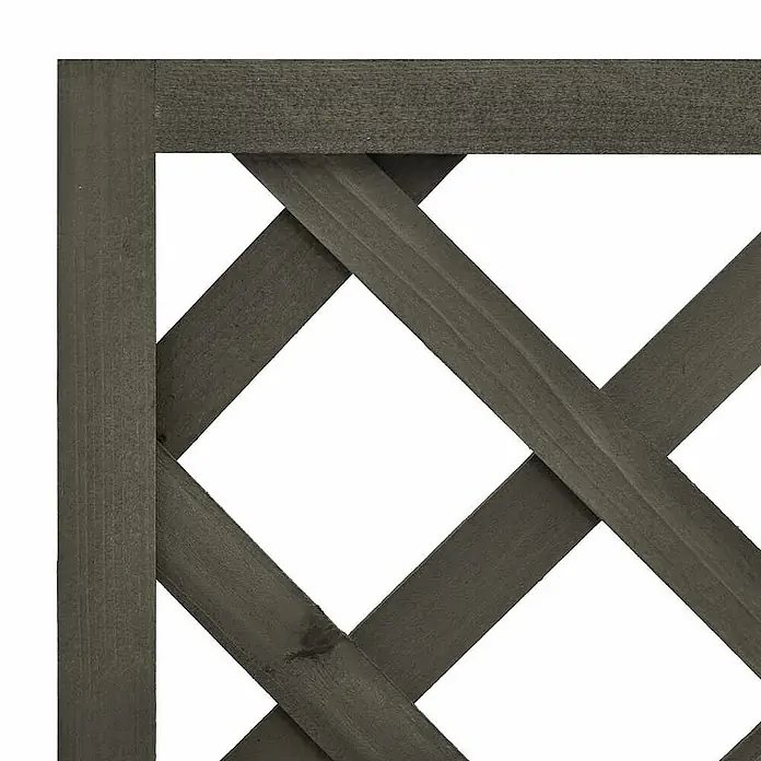 Furnicato Hochbeet Tannenholz glasiert - 25 x 50 x 90 cm, Holz, Grau - Dunkelgraues Holzspalierpaneel mit diagonalem Rankgittermuster.