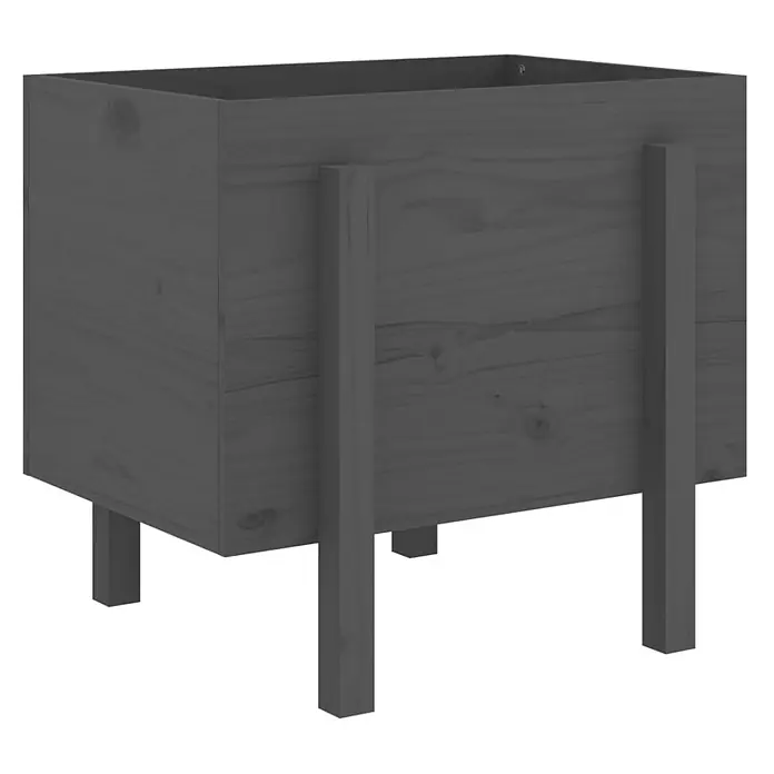 Furnicato Hochbeet - 50 x 62 x 57 cm, Holz, Graue Kiefer - Dunkelgrauer Pflanzenkasten aus Holz mit Beinen.