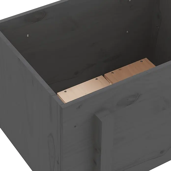 Furnicato Hochbeet - 50 x 62 x 57 cm, Holz, Graue Kiefer - Dunkelgrauer Pflanzkasten aus Holz mit hellen Holzlatten als Bodenträger.