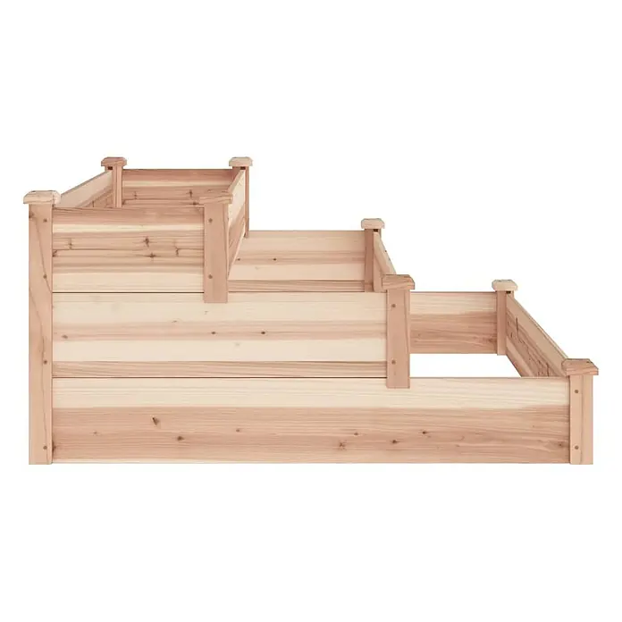 Furnicato Hochbeet - 120 x 120 x 56 cm, Holz, Natur - Gestuftes Hochbeet aus hellem Holz im Treppendesign.