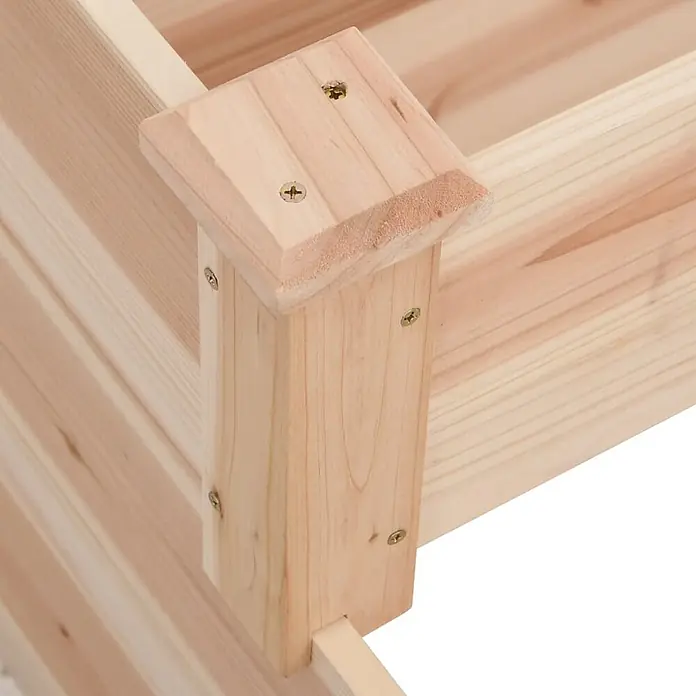 Furnicato Hochbeet - 120 x 120 x 56 cm, Holz, Natur - Helle Holzecke für ein Hochbeet, mit Schrauben befestigt und einer Zierkappe versehen.