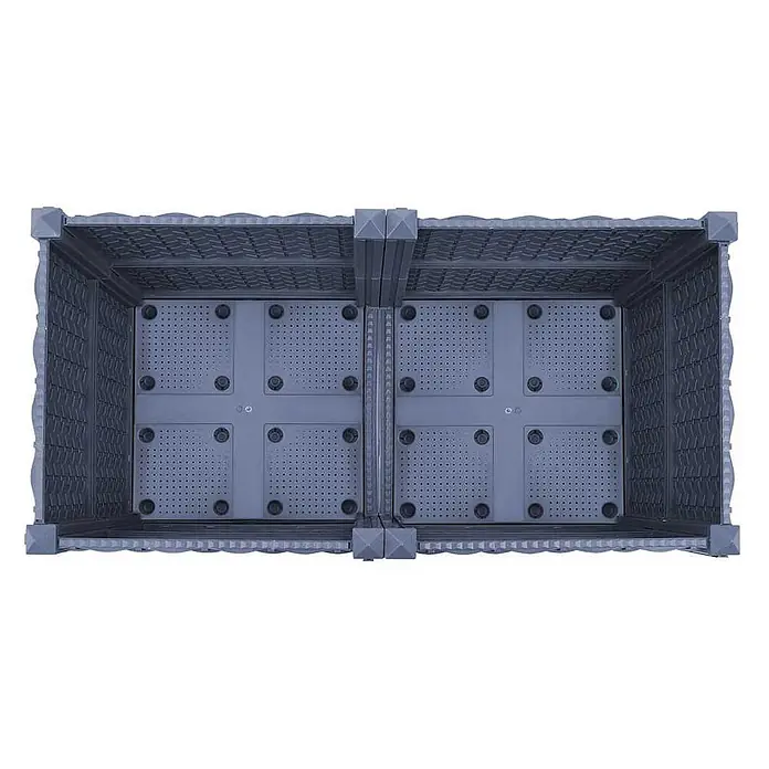 Furnicato Hochbeet - 40 x 80 x 38 cm, Kunststoff, Blaugrau - Graues, moduläres Hochbeet aus Kunststoff mit strukturierten Wänden und perforiertem Drainageboden.