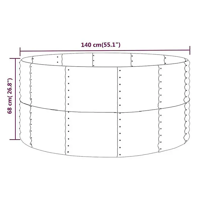 Furnicato Hochbeet - 140 x 140 x 68 cm, Stahl, Anthrazit - Zylindrisches Hochbeet aus Metall mit zwei Etagen, 68 cm hoch und 140 cm Durchmesser.