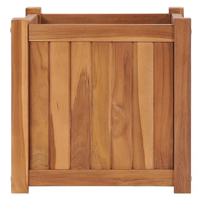 Furnicato Pflanzkübel aus Teakholz 40 x 40 x 40 cm -  - Ein rechteckiger Pflanzkasten aus natürlichem braunem Holz, ideal für Pflanzen oder zur Aufbewahrung.