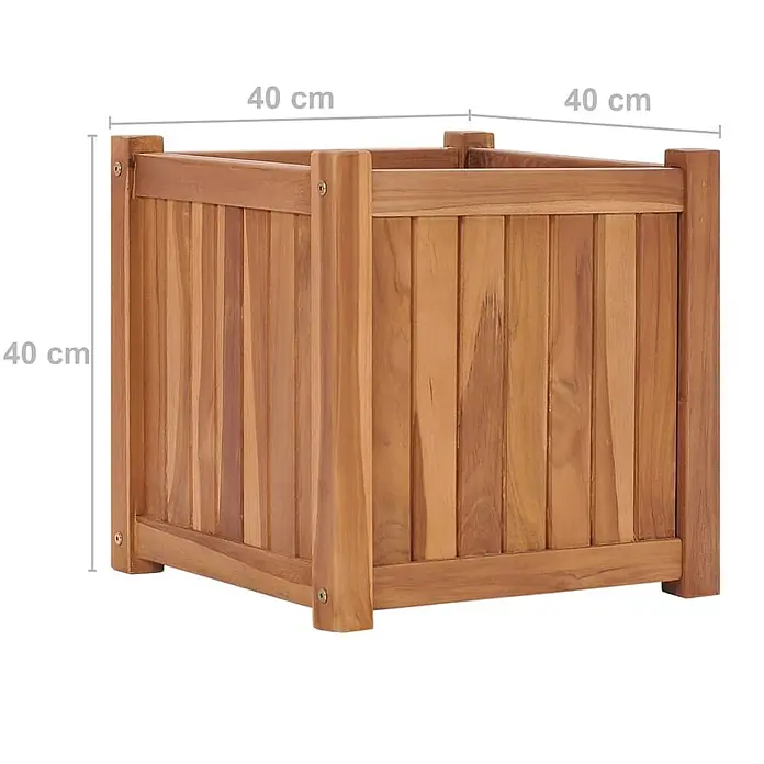Furnicato Pflanzkübel aus Teakholz 40 x 40 x 40 cm -  - Quadratischer Pflanzkübel aus braunem Holz, 40 cm hoch, breit und tief.