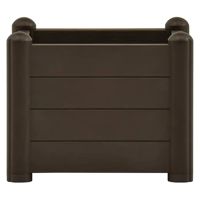 Furnicato Hochbeet - 43 x 43 x 35 cm, Kunststoff, Mokka - Dunkelbrauner rechteckiger Pflanzkübel mit Lattenseiten und abgerundeten Eckpfosten.
