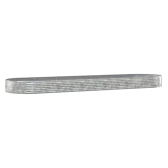 Furnicato Hochbeet - 523 x 140 x 36 cm, Stahl, Silber - Langer ovaler verzinkter Stahlbehälter mit Wellblechwänden und Innenstreben.