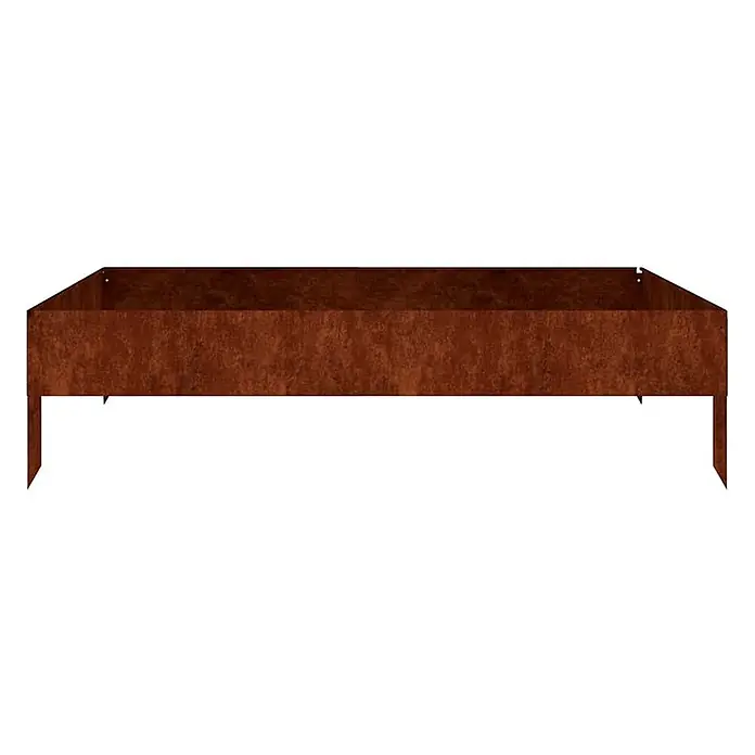 Furnicato Hochbeet - 100 x 100 x 26 cm, Stahl, Witterungsbeständiger Stahl/Braun - Rechteckiges rostfarbenes Metall-Hochbeet mit Erdspießen.