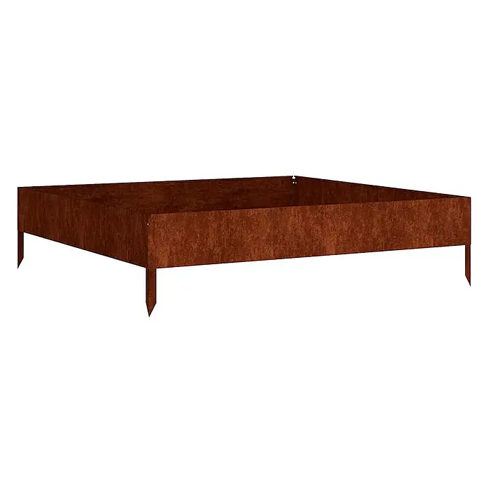 Furnicato Hochbeet - 100 x 100 x 26 cm, Stahl, Witterungsbeständiger Stahl/Braun - Rostbraunes Hochbeet aus Metall mit integrierten Erdspießen.