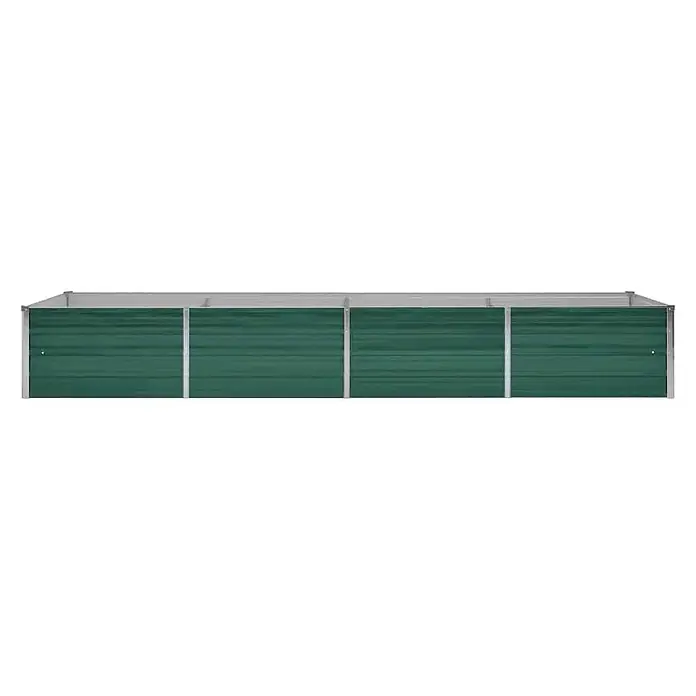 Furnicato Hochbeet - 320 x 80 x 45 cm, Stahl, Grün - Langes, grünes Hochbeet aus Metall mit gerippten Paneelen und silberfarbenem Rahmen.