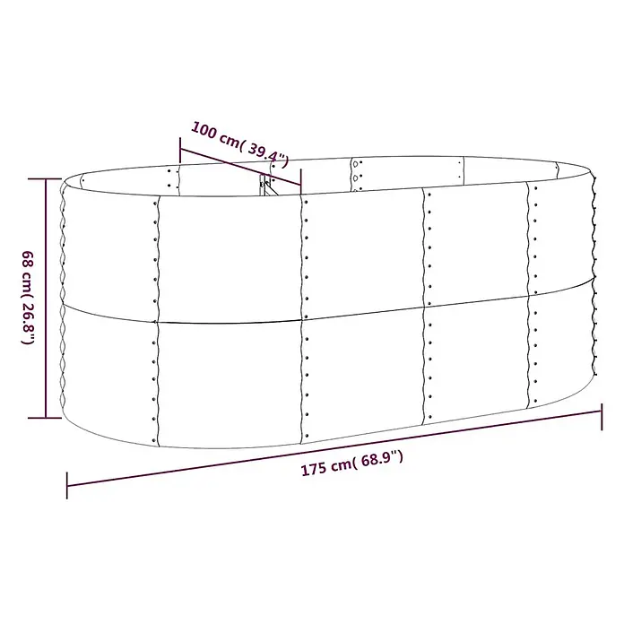 Furnicato Hochbeet - 175 x 100 x 68 cm, Stahl, Anthrazit - Ovales Hochbeet aus Metall, 175 cm lang, 100 cm breit und 68 cm hoch.