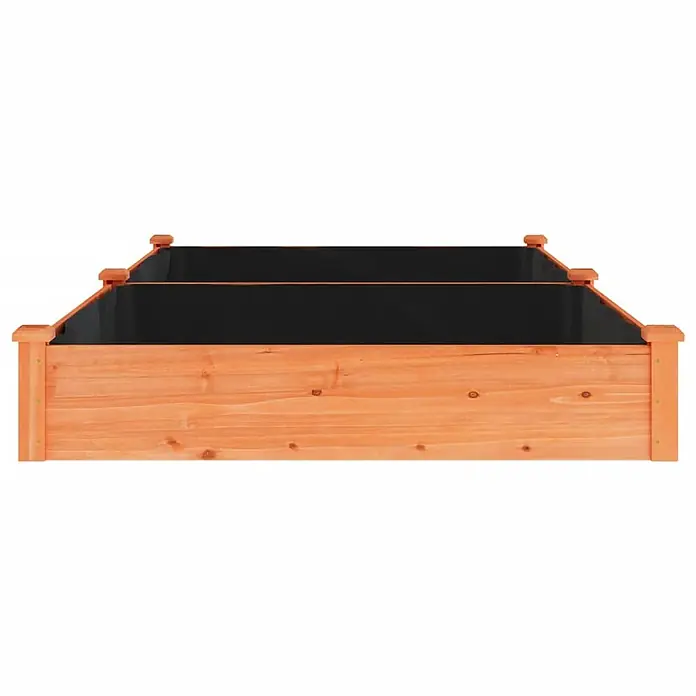 Furnicato Hochbeet - 240 x 120 x 25 cm, Holz, Braun - Gestuftes Hochbeet aus Naturholz mit schwarzer Stoffauskleidung.