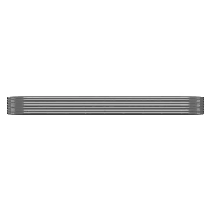 Furnicato Hochbeet - 396 x 100 x 36 cm, Stahl, Grau - Ein grauer, rechteckiger Riegel mit sechs parallelen horizontalen Rillen und welligen, geriffelten Enden.