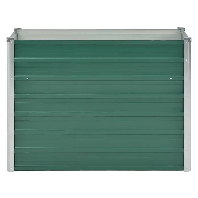 Furnicato Hochbeet - 100 x 40 x 77 cm, Stahl, Grün - Rechteckiges grünes Metall-Hochbeet mit geriffelten Seiten und silbernem Rahmen.