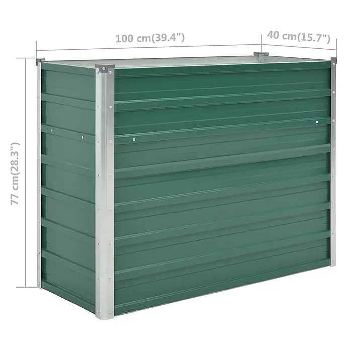 Furnicato Hochbeet - 100 x 40 x 77 cm, Stahl, Grün - Grüne Wellblech-Lagerbox mit Maßen 100 cm L x 77 cm H x 40 cm B.