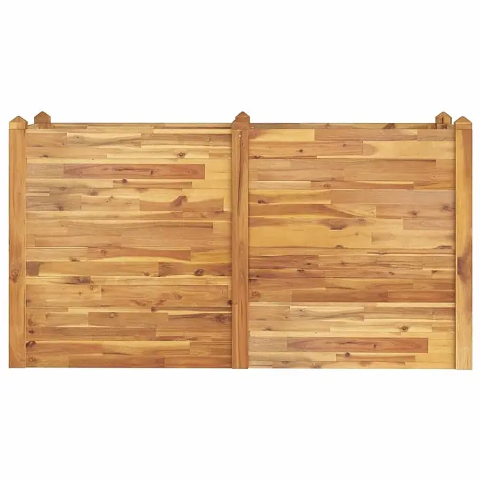 Furnicato Hochbeet - 160 x 60 x 84 cm, Holz, Braun - Zwei hellbraune Holzzaunfelder mit horizontalen Latten und dekorativen Pfostenkappen.