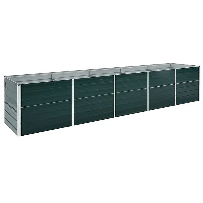 Furnicato Hochbeet - 400 x 80 x 77 cm, Stahl, Grün - Langes, dunkelgrünes Hochbeet aus Metall mit silbernem Rahmen.