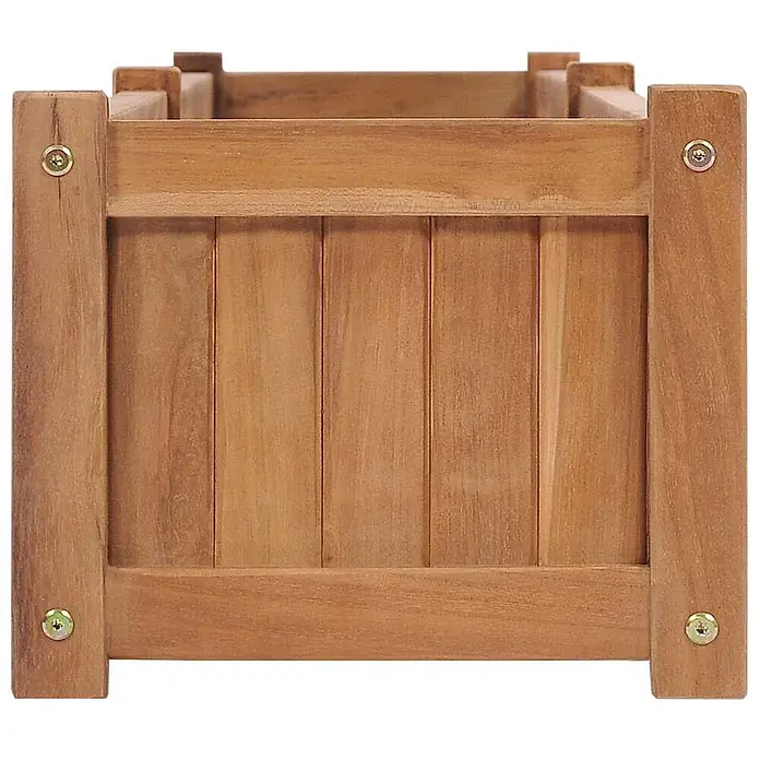 Furnicato Hochbeet Teakholz - 200 x 30 x 25 cm, Holz, Braun - Quadratischer Blumenkasten aus hellem Holz mit sichtbaren Schrauben.