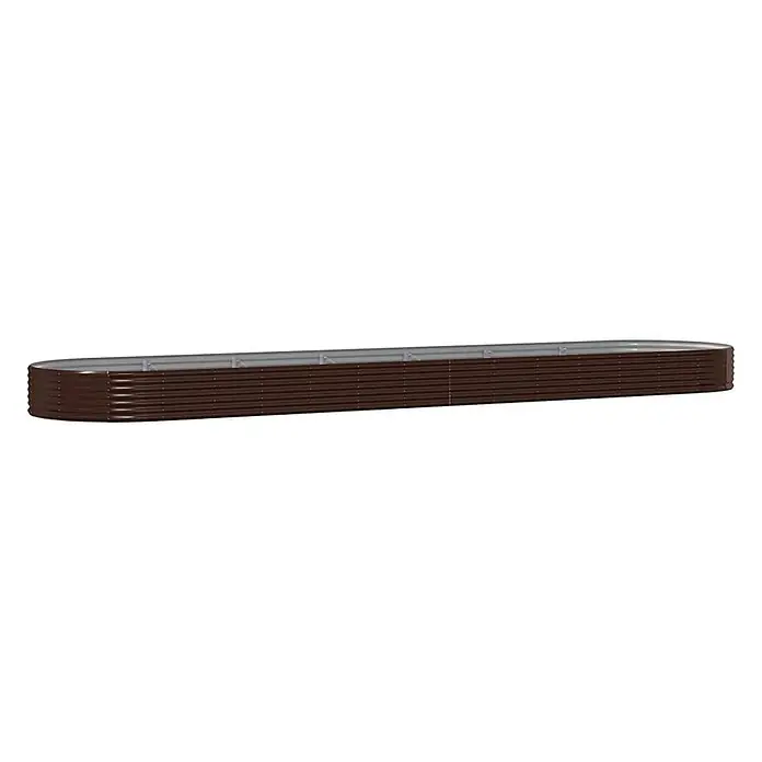 Furnicato Hochbeet - 600 x 140 x 36 cm, Stahl, Braun - Lange, braune, gewellte Metall-Pflanzbeet in ovaler Form mit Innenstützen.