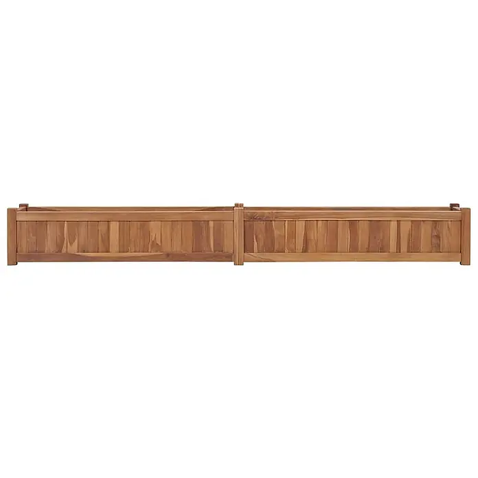 Furnicato Hochbeet Teakholz - 200 x 30 x 25 cm, Holz, Braun - Zwei lange, rechteckige Pflanzkästen aus Teakholz mit Lattenwänden, aneinandergereiht.