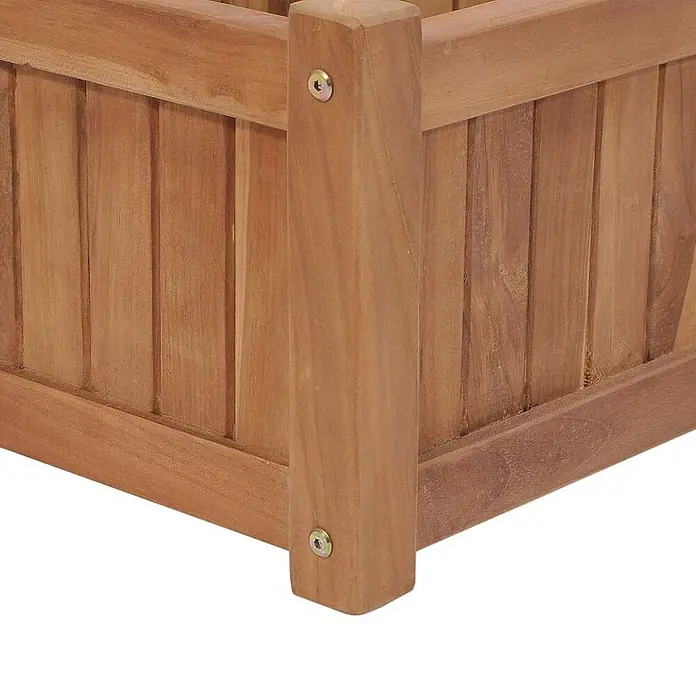 Furnicato Hochbeet Teakholz - 200 x 30 x 25 cm, Holz, Braun - Teakholz-Pflanzkasten mit vertikalen Lamellen und stabilen Eckpfosten, mit sichtbaren Schrauben montiert.