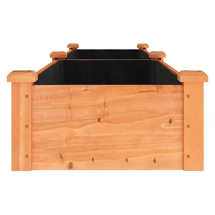 Furnicato Hochbeet - 240 x 45 x 25 cm, Holz, Braun - Helles, holzfarbenes Hochbeet mit dekorativen Eckpfosten und schwarzer Innenauskleidung.