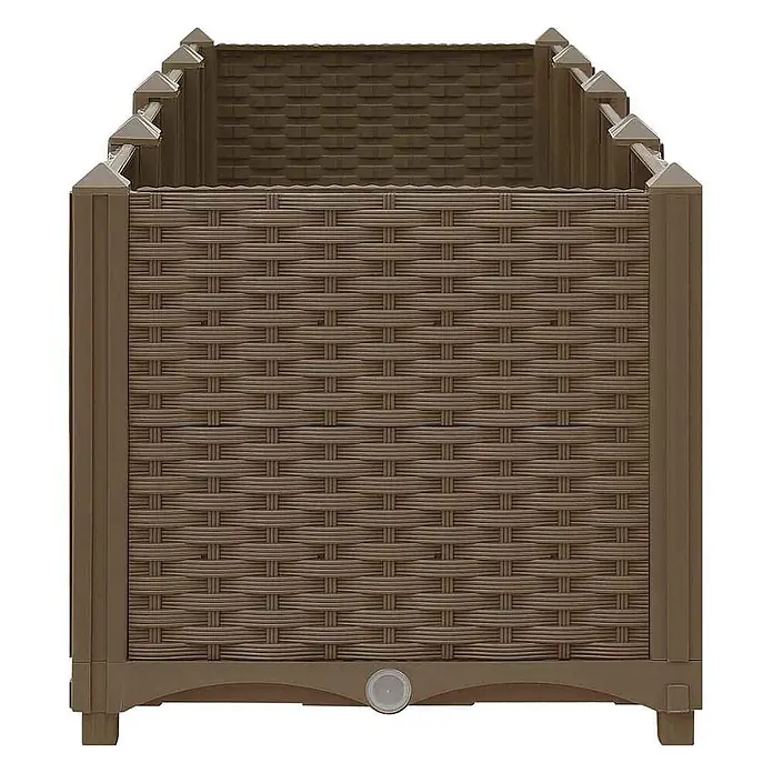 Furnicato Hochbeet - 40 x 160 x 38 cm, Kunststoff, Braun - Brauner Pflanzkasten aus Rattan-Stil-Kunststoff, quadratisch, ideal für Pflanzen.