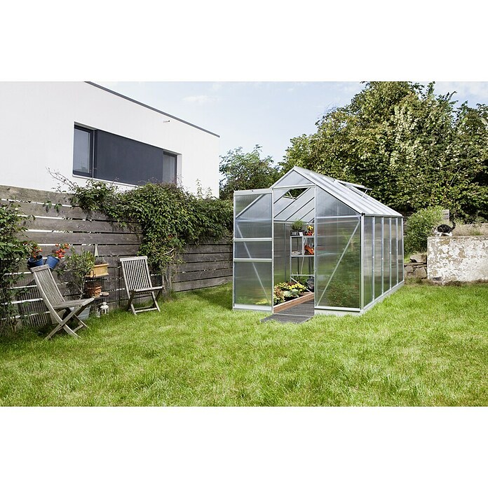 Vitavia Gewächshaus (3,23 x 1,95 x 2,07 m, Farbe: Aluminium, Polycarbonat, 4 mm)