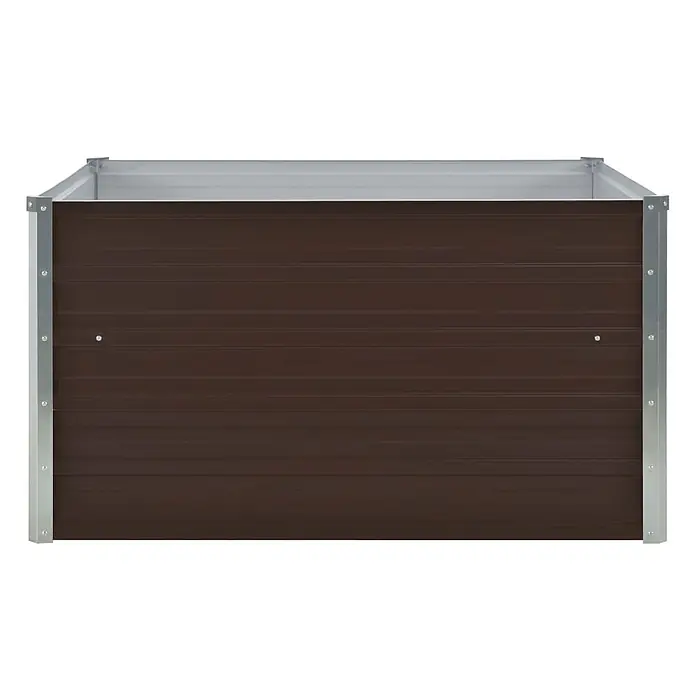 Furnicato Hochbeet - 100 x 100 x 45 cm, Metall, Braun - Braunes und silbernes Hochbeet aus Metall, rechteckig.