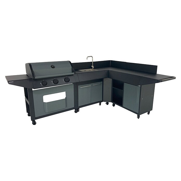 Fregadero con armario inferior Burn (L x An x Al: 54 x 70 x 116 cm, Negro/Gris, Módulo de lavado) | BAUHAUS