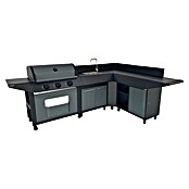 Fregadero con armario inferior Burn (L x An x Al: 54 x 70 x 116 cm, Negro/Gris, Módulo de lavado) | BAUHAUS