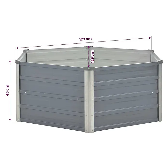 Furnicato Hochbeet - 129 x 129 x 46 cm, Metall, Grau - Quadratisches, graues Hochbeet aus Metall, 129 cm lang und breit, 45 cm hoch.
