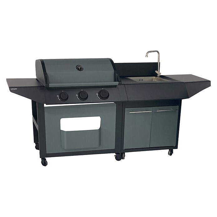 Fregadero con armario inferior Burn (L x An x Al: 54 x 70 x 116 cm, Negro/Gris, Módulo de lavado) | BAUHAUS