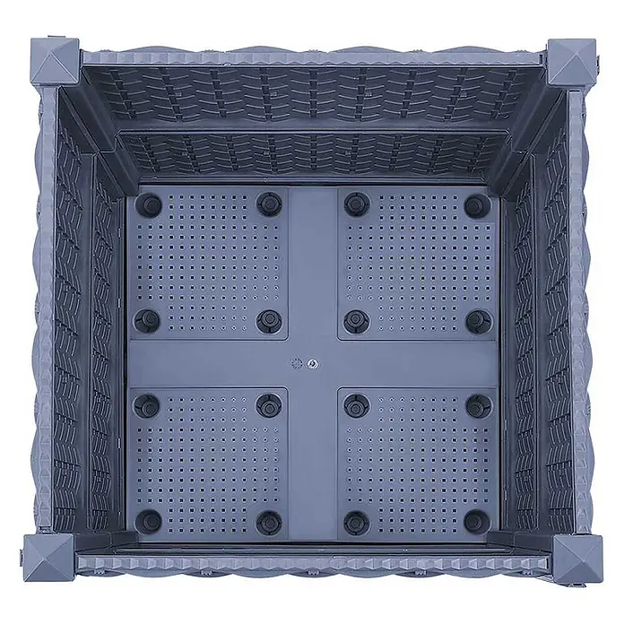 Furnicato Hochbeet - 40 x 40 x 38 cm, Kunststoff, Blaugrau - Grauer quadratischer Kunststoff-Pflanzkübel mit erhöhtem, perforiertem Boden für Drainage.