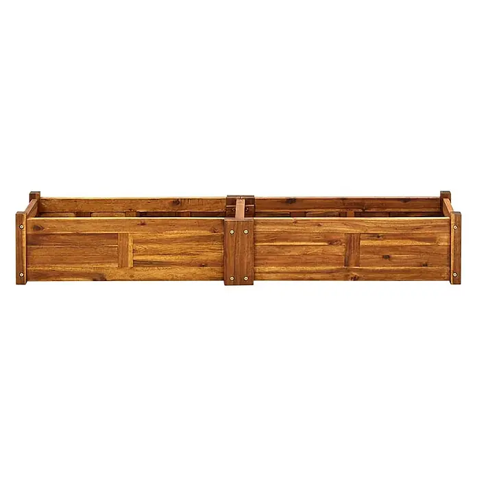 Furnicato Hochbeet Akazienholz geölt - 30 x 150 x 25 cm, Holz, Braun - Langgezogener, rechteckiger Pflanzkasten aus braunem Holz für den Garten.