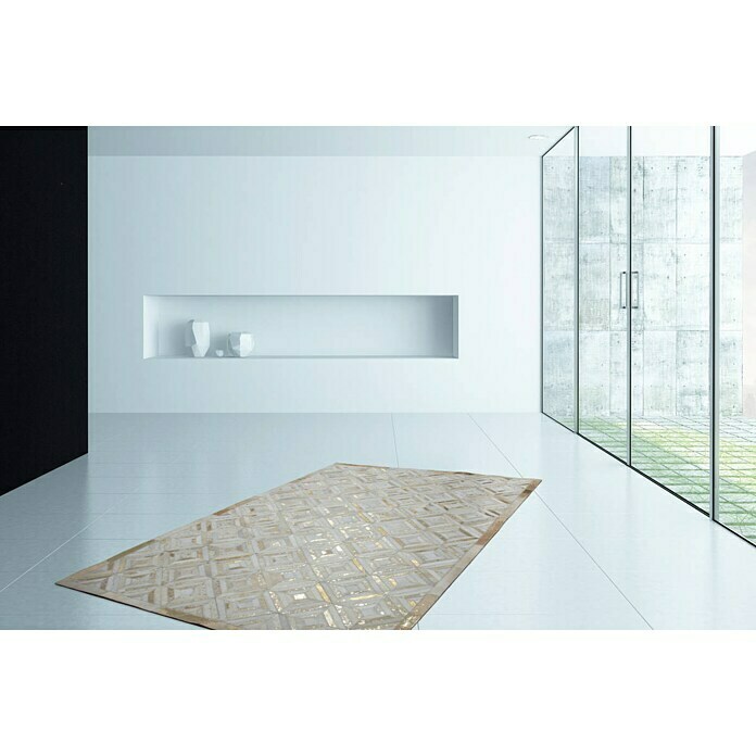 Kayoom Echtlederteppich DazzleElfenbein, L x B: 150 x 80 cm, 100 % Leder Mood Shot