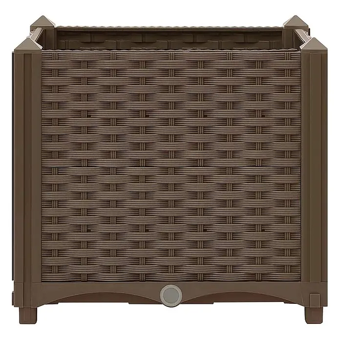 Furnicato Hochbeet - 40 x 40 x 38 cm, Kunststoff, Braun - Brauner Pflanzkasten aus Kunststoff in Rattan-Optik mit Ablassstopfen.