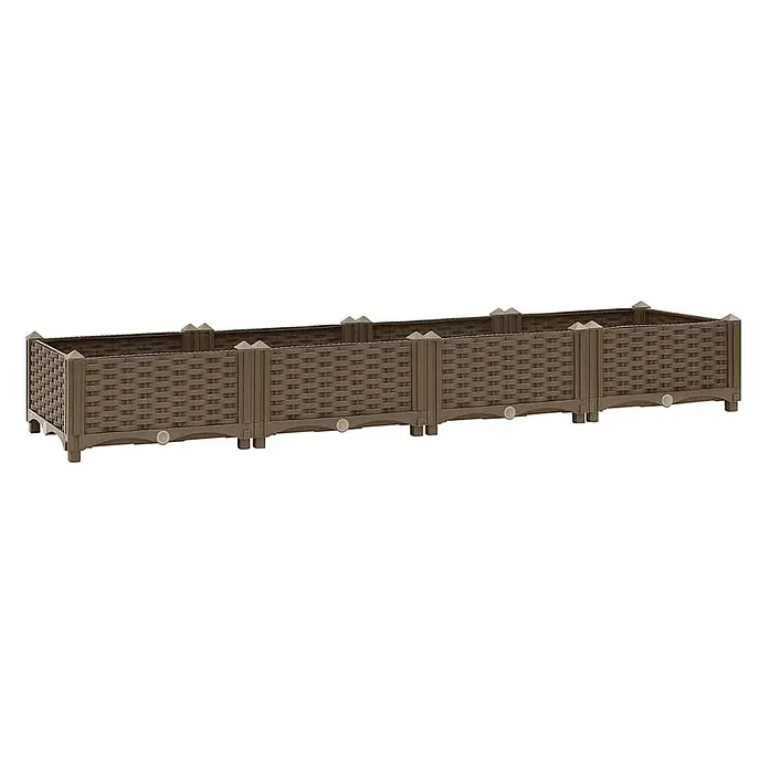 Furnicato Hochbeet - 160 x 40 x 23 cm, Kunststoff, Braun - Langes, braunes Hochbeet aus Kunststoff mit Rattan-Optik.
