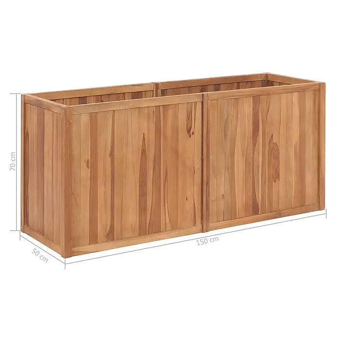 Furnicato Hochbeet - 150 x 50 x 70 cm, Holz, Braun - Outdoor-Aufbewahrungsschrank aus Teakholz mit zwei Türen, 150x50x70 cm.