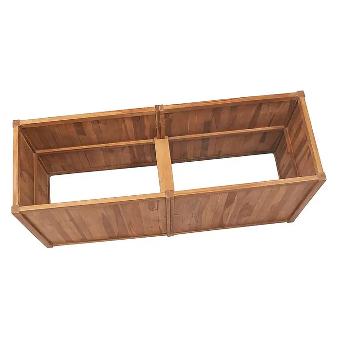 Furnicato Hochbeet - 150 x 50 x 70 cm, Holz, Braun - Zwei verbundene rechteckige Hochbeete aus Holz in natürlichem Braun.