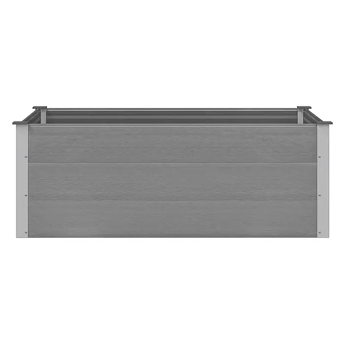 Furnicato Hochbeet - 150 x 100 x 54 cm, Verbundwerkstoff, Grau - Graues Hochbeet mit Holzoptik-Paneelen und Metalleckverbindungen.