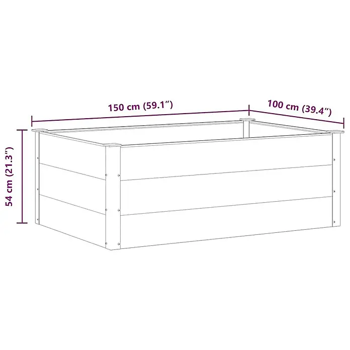 Furnicato Hochbeet - 150 x 100 x 54 cm, Verbundwerkstoff, Grau - Ein rechteckiges Hochbeet aus Holz, 150 cm (59,1") lang, 100 cm (39,4") breit und 54 cm (21,3") hoch.