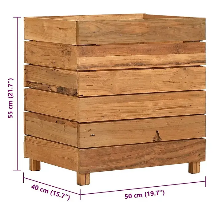 Furnicato Hochbeet - 50 x 40 x 55 cm, Holz, Braun - Rechteckiger Pflanzkübel aus hellbraunen Holzlatten mit kurzen Füßen.