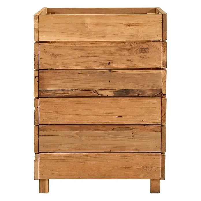 Furnicato Hochbeet - 50 x 40 x 55 cm, Holz, Braun - Rechteckiger Pflanzkübel aus hellen Naturholzbrettern mit kurzen Füßen.