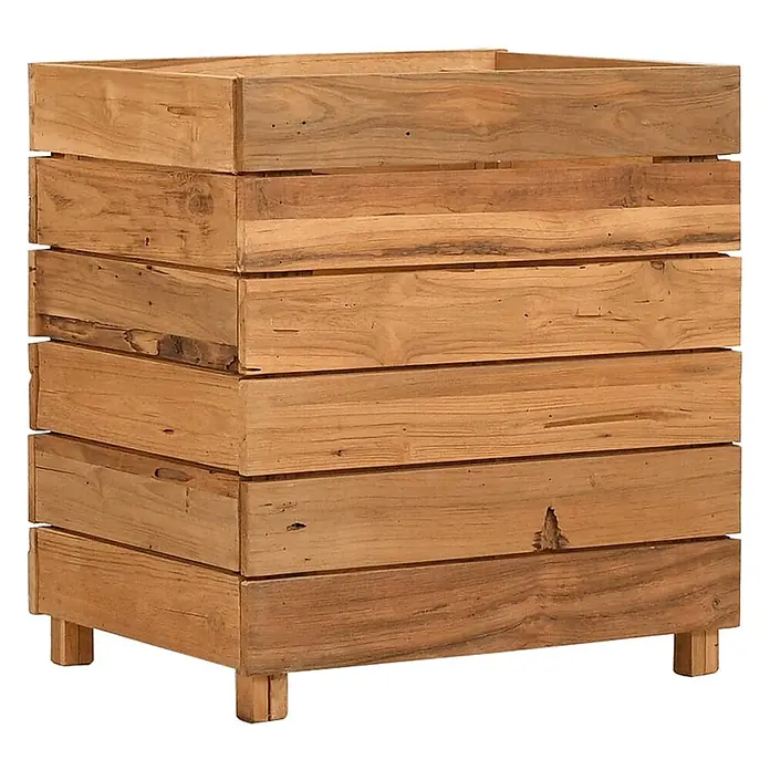 Furnicato Hochbeet - 50 x 40 x 55 cm, Holz, Braun - Quadratischer Holzpflanzkübel aus Naturholzlatten, auf kleinen Füßen.
