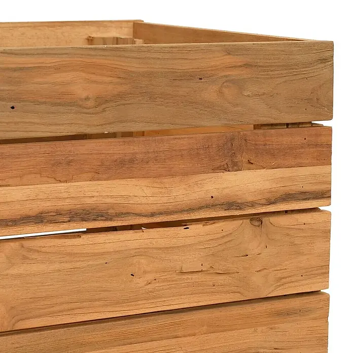 Furnicato Hochbeet - 50 x 40 x 55 cm, Holz, Braun - Seitenansicht einer Lattenholzkiste, die natürliche Holzmaserung und verschiedene Brauntöne zeigt.