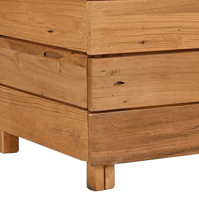 Furnicato Hochbeet - 50 x 40 x 55 cm, Holz, Braun - Rustikaler Holzkübel aus Naturteak mit ausgeprägter Maserung und kleinen Füßen.